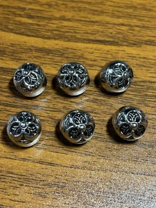 Knöpfe 6 silberfarbene Schaftrückenkuppel 1,2 cm Vintage - Bild 1 von 6