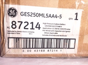 GE/GENERAL ELECTRIC 87214 GES250ML5AA4-5 HP SODIUM BALLAST 250W FOR S-50 LAMP - Picture 1 of 1