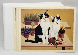Lang note cards black white cats Lowell Herrero art set of 7 with envelopes - Picture 1 of 9