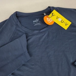 Puma Womens Sun Shirt Medium Blue Heather Moisture Wicking Long Sleeve Pullover - Picture 1 of 9