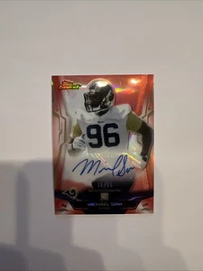 2014 Topps Finest Michael Sam Red Rookie Refractor Auto 11/15 - Picture 1 of 2