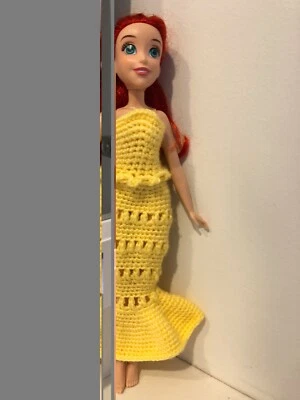 Crochet Pattern (UK or US) Doll Dress for Barbie or Disney Princess type dolls  - Image 1 of 4
