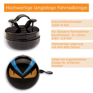 Smart-Planet Fahrrad Klingel Monster Augen aus Metall - robuste Fahrradklingel - Bild 1 von 7