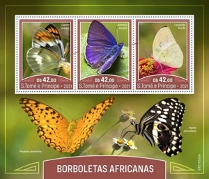 African BUTTERFLIES Insects MNH Stamp Sheet #513 (2021 Sao Tome & Principe) - Picture 1 of 1