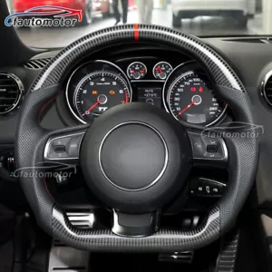 Real Carbon Fiber Steering Wheel For 2008-2015 Audi R8 TT TTS RS3 TTRS RS6 - Picture 1 of 9