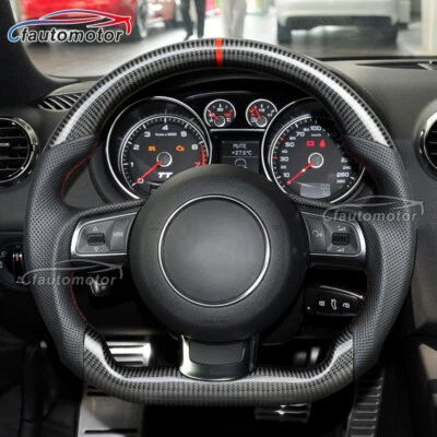 Volante de fibra de carbono real para Audi R8 TT TTS RS3 TTRS RS6 2008-2015 Foto 1 de 4