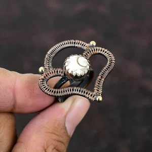 Easter Deal Copper Natural Shiva Eye Shell Stackable Wire Wrapped Ring Jewelry - Picture 1 of 6