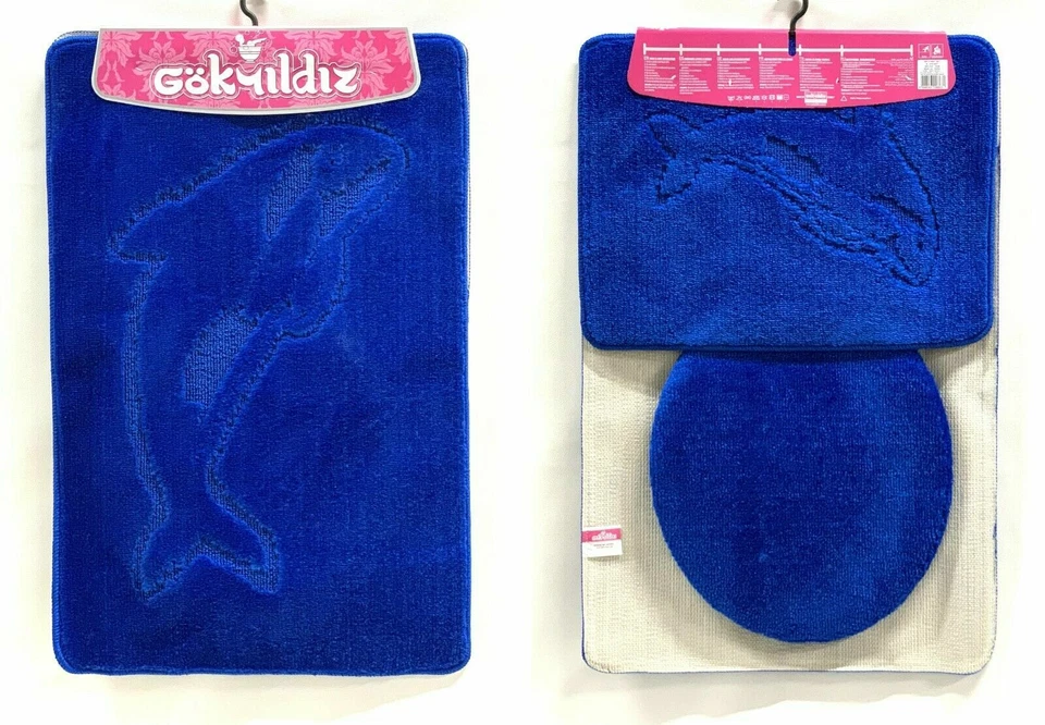 Badgarnitur Badteppich Badezimmergarnitur 3-Teillig  85 x 55 cm Königblau Ohne - Bild 1 von 1