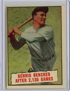 1961 Topps Lou Gehrig Banched New York Yankees #405 ⭐️💥🎯 En muy buen estado - Imagen 1 de 2