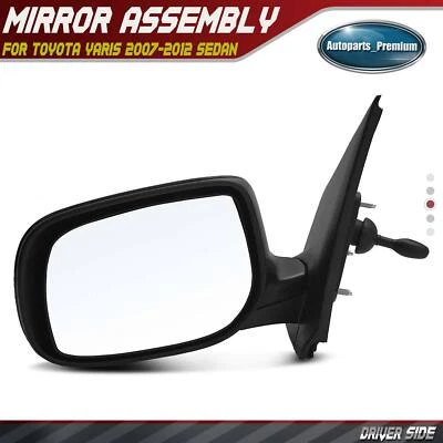 Espejo retrovisor remoto manual negro conductor izquierdo para Toyota Yaris 2007-2012 sedán 4 puertas Foto 1 de 4