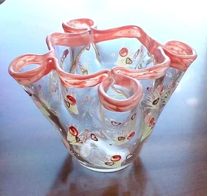 Vase, Bella Casa Brand, Clear and Pink, Hand Painted - Picture 1 of 2