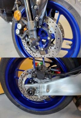 Front & Rear Set Axle Crash Bobbin Sliders YAMAHA MT-09 / TRACER 900GT 2021-2023 - Image 1 of 4