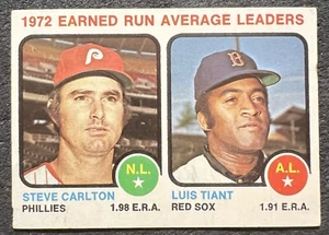 1973 TOPPS 1972 ERA LEADERS STEVE CARLTON/LUIS TIANT #65 VG - Picture 1 of 2