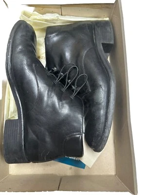 Nicole Leather Ankle Booties Size 6M Vintage Lace Solid Black Closed W/ Box - Image 1 of 4