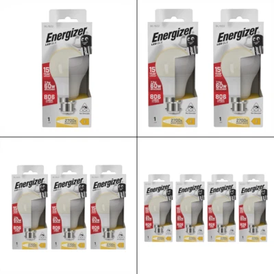 B22 LED Bulbs Warm White by Energizer 60W Replacement GLS 7.3W 806 Lumens - Image 1 of 4