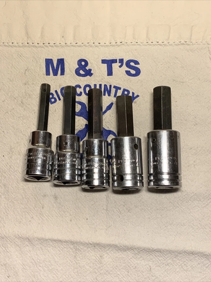 Proto Professional 1/2" Drive 5 Pc SAE Hex Bit Socket Set 5/16" - 9/16" - Image 1 of 4