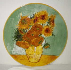 RARO Vincent Van Gogh 16" GIRASOL Bandeja Plato para Servir Antiguo Maestro Pintura - Imagen 1 de 5