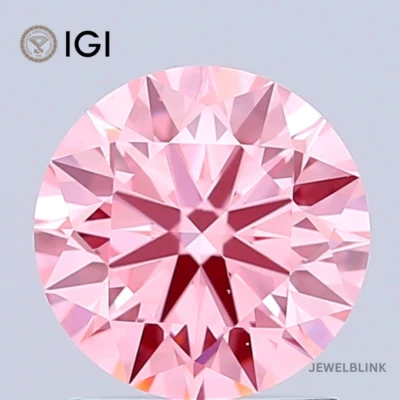 IGI Certified 1.50 Carat Fancy Vivid Pink VS2 Round Cut CVD Lab Grown Diamond - Image 1 of 4