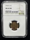 1910 S Lincoln Wheat Cent 1C Penny NGC MS62RB MS62 RB Red Brown