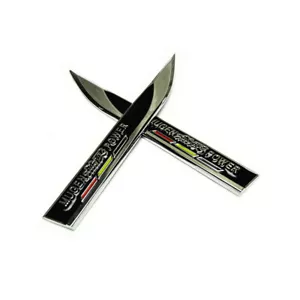 2Pcs JDM Black Mugen Power Badge Car Fender Skirts Knife Side Sticker Emblems - Picture 1 of 5