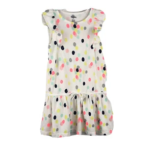 Gymboree Girl’s 6 Flutter Sleeve White Pink Rainbow Neon Painted Dot Dress AU1 - Picture 1 of 5