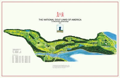 The National Golf Links of America-C.B. MacDonald 1911-un mapa de campo de golf vintage Foto 1 de 4