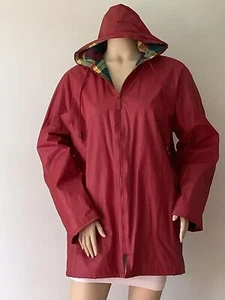 TOTES Raincoat Red Plaid Flannel Lining Waterproof Oversized Jacket (Size S) - Picture 1 of 12