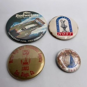 Vintage Pins Lot of 4 San Diego America Cup Regatta Thunder Boat Race BUD Button - Picture 1 of 11