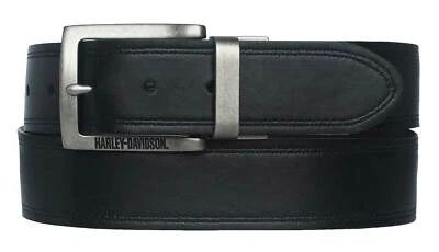 Harley-Davidson мужской традиционный H-D двусторонний кожаный ремень - черный/коричневый - Изображение 1 из 3