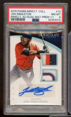 Jon Singleton Rookie 2015 Panini Immaculate Collection #13 (Serial 1/1) PSA 8 - Image 1 of 2