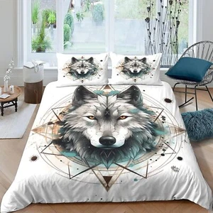 Animal Wolf 3D Printed Bedding Set Ultra Soft Hypoallergenic - Foto 1 di 9