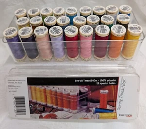 Gutermann 26 Spool Sew All Thread Set 100m Polyester Asst. Colors w/Storage Box - Picture 1 of 4