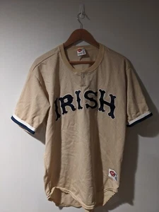 Vintage 90s Notre Dame Rawlings Large Irish Beige Pull Over Jersey - Picture 1 of 5