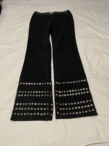 MOSCHINO Metal Studded Trim Italian Black Straight leg Jeans size 10(DR155) - Picture 1 of 9