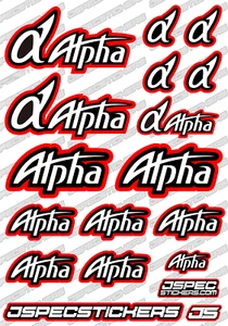  ALPHA RC ENGINE STICKER DECAL SHEET A5 CUSTOM PRINTED BUGGY OFFROAD NITRO RED - Picture 1 of 10