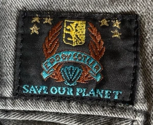 Unique VTG 80's Grey High Waisted Pleated Tapered Jean USA 33 34 Save our Planet - Picture 1 of 9