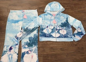 Sugar Thrillz Dress Rehearsal Ballet Print Velour Hoodie & Yoga Pants Tracksuit  - Picture 1 of 7