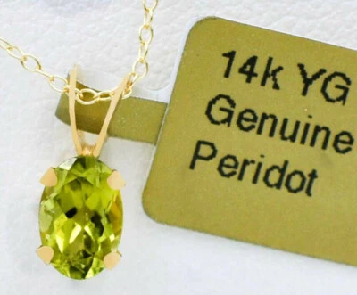 GENUINE 1.19 Cts PERIDOT PENDANT 14K GOLD - Free Certificate Appraisal - NWT - Image 1 of 4