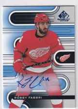 2022-23 UD SP GAME USED BLUE BASE AUTO #119 RED WINGS - ROBBY FABBRI
