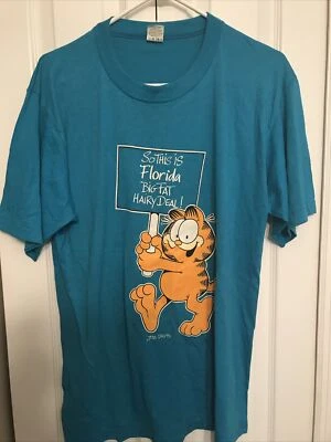 Camiseta Azul Souvenir Estatal BFHD Garfield So This Is Florida Años 90 De Colección XL Foto 1 de 4