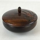 Japanese Brushed Lacquer Wooden Lidded Bowl Kashiki Vtg Tea Ceremony Iris L120