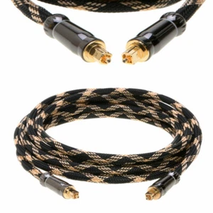 3FT Durable Mesh Nylon Digital Optical S/PDIF Fiber Toslink Audio Cable Gold - Picture 1 of 1