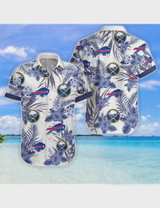 Buffalo Sabres Hawaiian Shirt Hibiscus Flower Tropical Aloha Beach Shirt Summer
