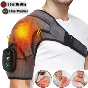 Electric Heated Shoulder Massager With Vibration Massage Brace Joint Pain Relief - Picture 1 of 12
