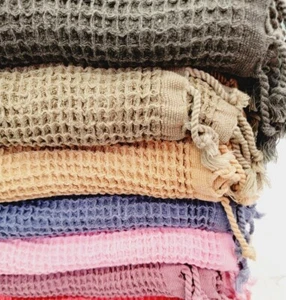 100% Cotton Geometric Diamond Weave All Season Solid Blanket Soft Sofa Throw - Picture 1 of 31