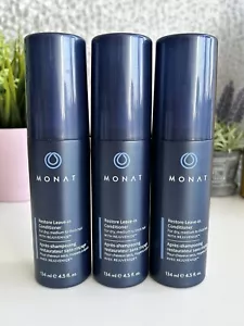 MONAT 3 x 134ml Bottles - Restore leave In Conditioner Spray With REJUVENIQE - Picture 1 of 7