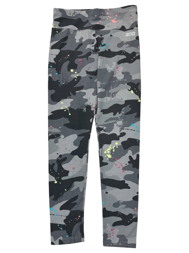 Justice Girls Gris Camuflaje Pintura Salpicaduras Leggings Pantalones Elásticos Foto 1 de 1