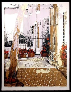 Nanci Blair Closson "Tlaquepaque" Firmado Numerado Litografía Arte México Patio - Imagen 1 de 5