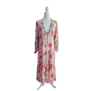 ASOS DESIGN Love at first scroll All-over floral Long Sleeves Maxi Dress 10 Pink - Picture 1 of 13