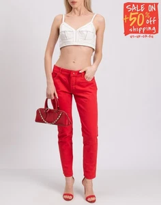 RRP €470 BEN TAVERNITI UNRAVEL PROJECT Jeans W25 Red Button Fly Made in Italy - Picture 1 of 9